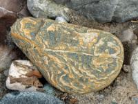 Ockerfarbene dichte Struktur in grauem Stein